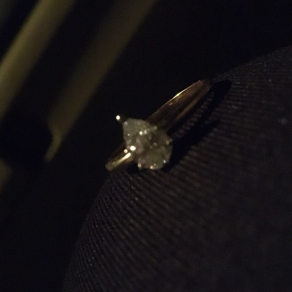 Pear shaped diamond engagement ring.